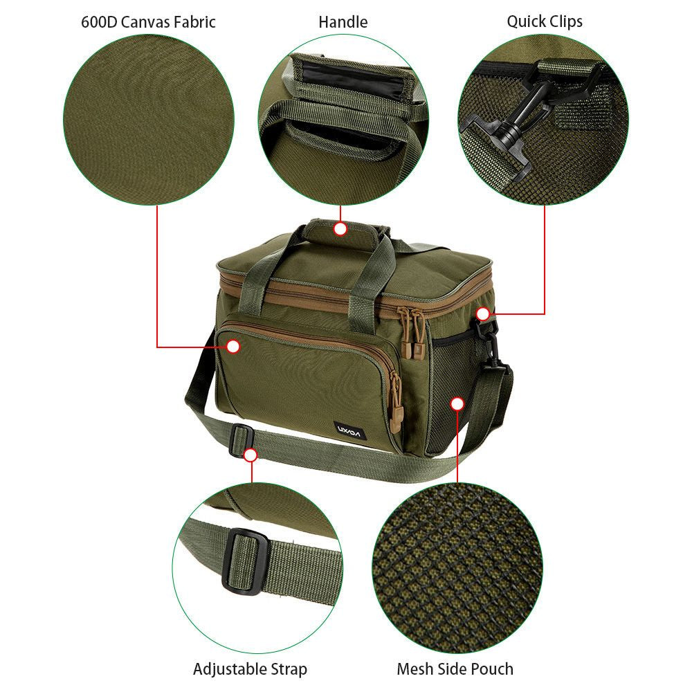 Portable Fishing Shoulder Bag, Multifunctional Canvas Tackle Bag