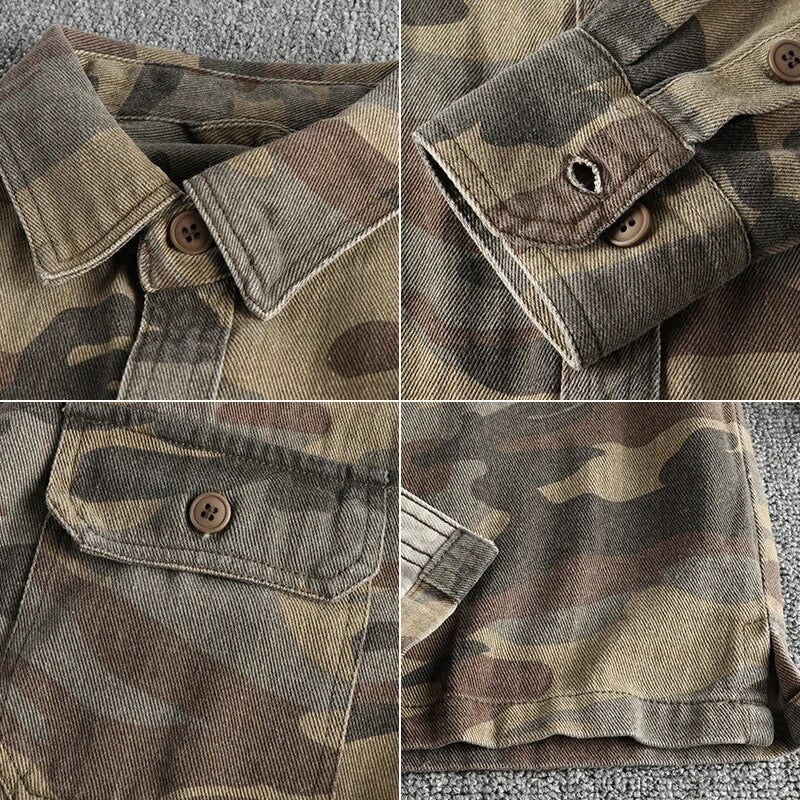 Men's Vintage Thick Woven Cotton Cargo Shirt