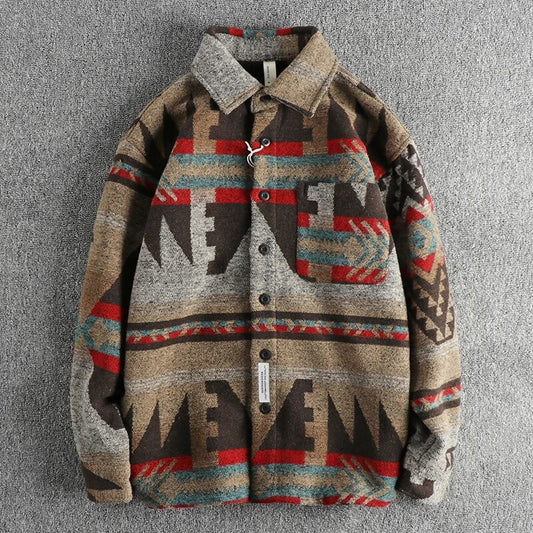 Men's Heavy Tribal Pattern Long Sleeve Shirt